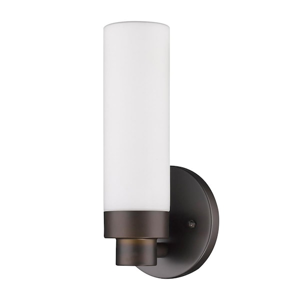 Homeroots 10 x 4.75 x 3.75 in. Valmont 1-Light Oil-Rubbed Bronze Sconce with Etched Glass 398754 - main